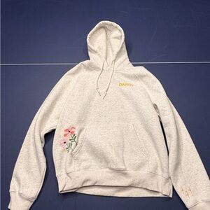 Women's Light Gray Hoodie with Floral Design